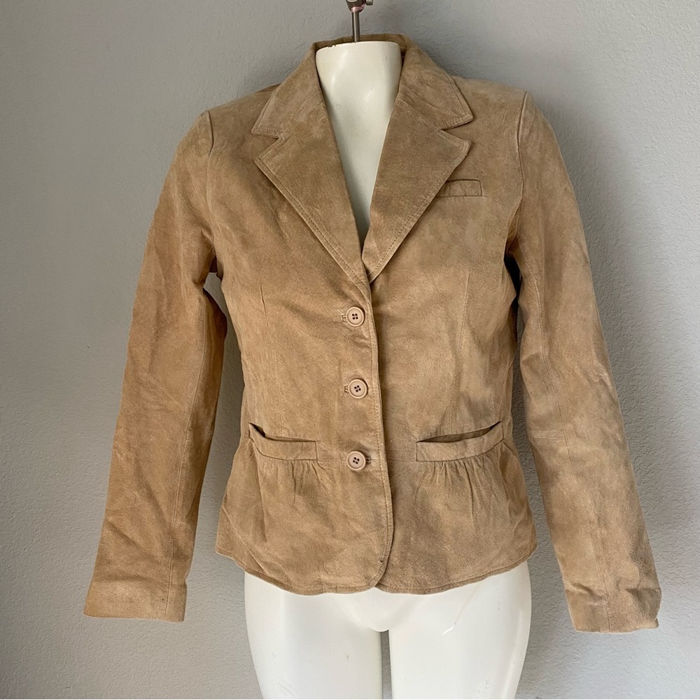 Womens Pursuits ltd Leather/ Suede Jacket Blazer Tan Size Small